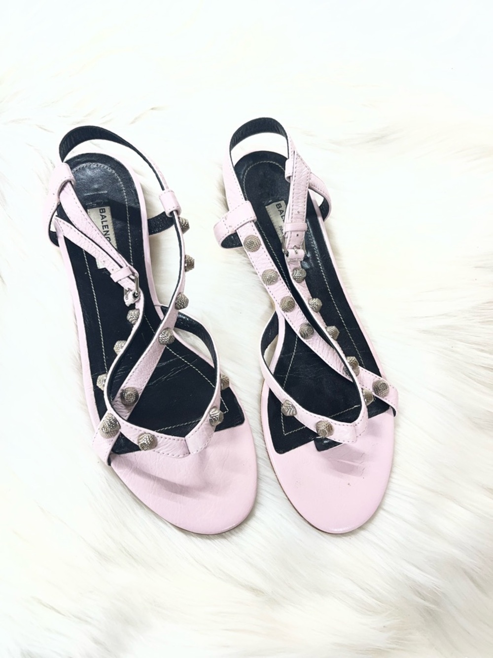 Balenciaga pink arena sandals w silver studs size 8 (38) women’s designer shoes